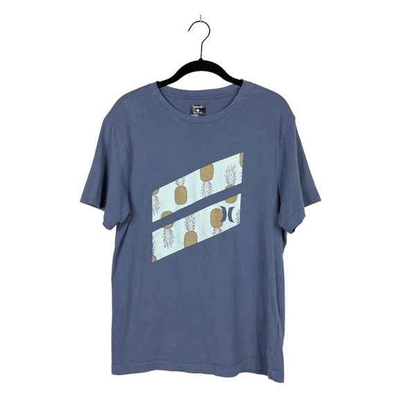 Hurley Men's Blue Pineapple Graphic Short Sleeve Cotton T-Shirt Size M - Picture 1 of 5